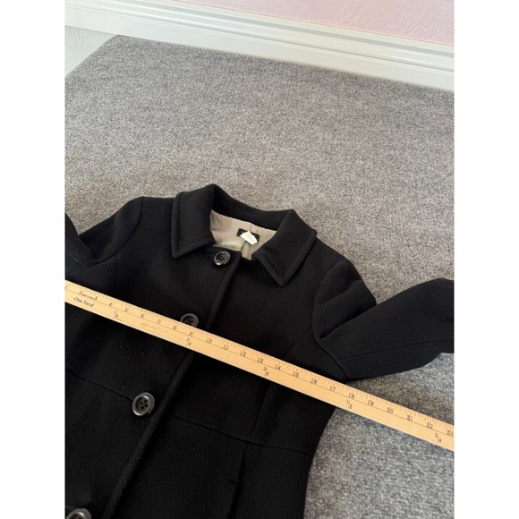J.Crew Black Wool Blend Button Front A-Line Coat Women's Size 8 - Picture 8 of 12